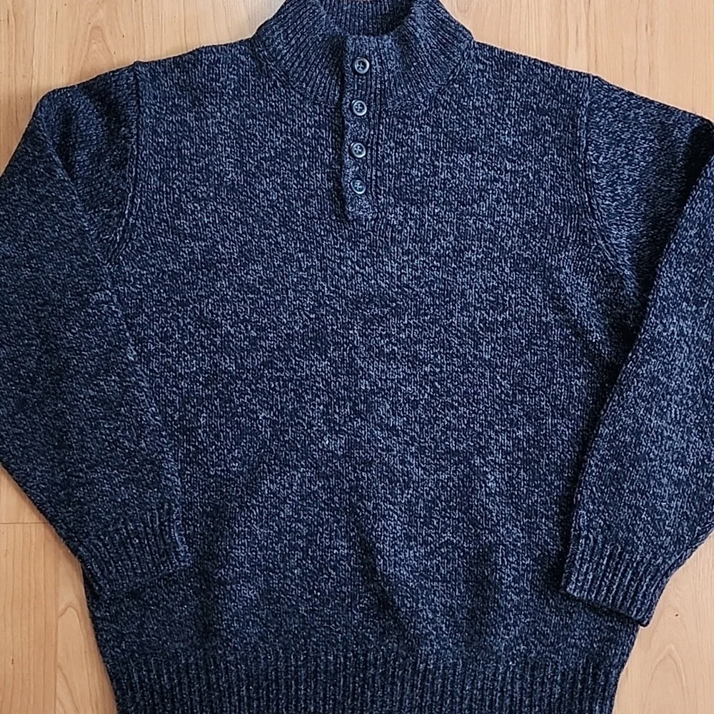 L.L. Bean 100% Lambs Wool Chunky Knit Long Sleeve Blue Sweater Unisex